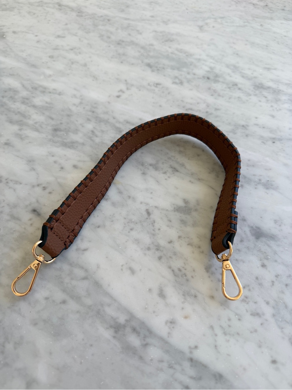 Brown Leather Bag shoulder Strap with Gold Hardware